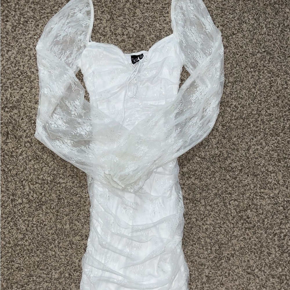 Windsor White Long Sleeve Lace Dress